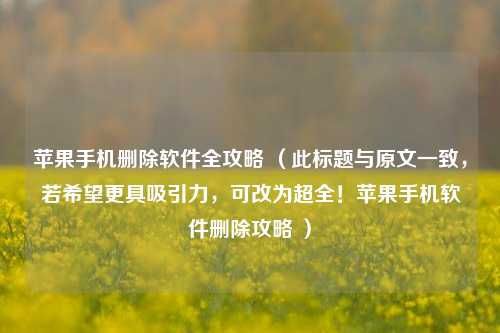 苹果手机删除软件全攻略 (此标题与原文一致,若希望更具吸引力,可改为超全!苹果手机软件删除攻略 )
