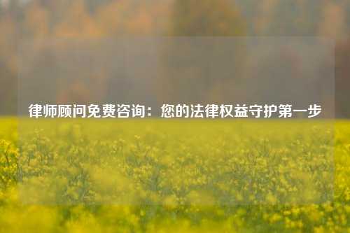 律师顾问免费咨询:您的法律权益守护第一步