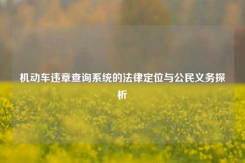 机动车违章查询系统的法律定位与公民义务探析