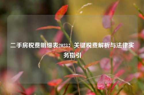 二手房税费明细表2023:关键税费解析与法律实务指引