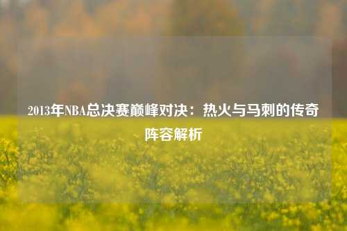 2013年NBA总决赛巅峰对决：热火与马刺的传奇阵容解析