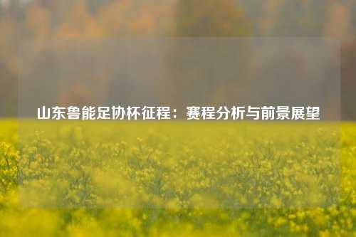 山东鲁能足协杯征程：赛程分析与前景展望