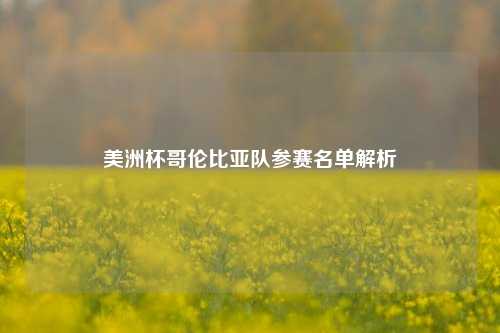美洲杯哥伦比亚队参赛名单解析
