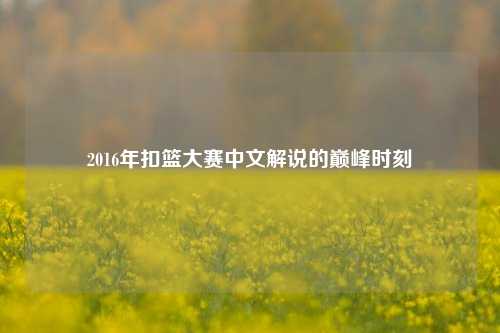 2016年扣篮大赛中文解说的巅峰时刻