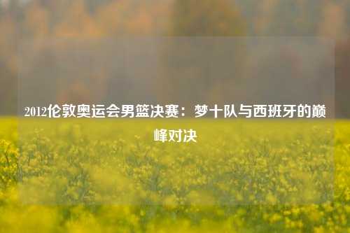 2012伦敦奥运会男篮决赛：梦十队与西班牙的巅峰对决