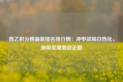 西乙积分榜最新排名排行榜：冲甲战局白热化，保级泥潭激战正酣
